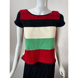 Bette Paige Vintage Women's Striped Colorblock Top Size Large Made in USA
